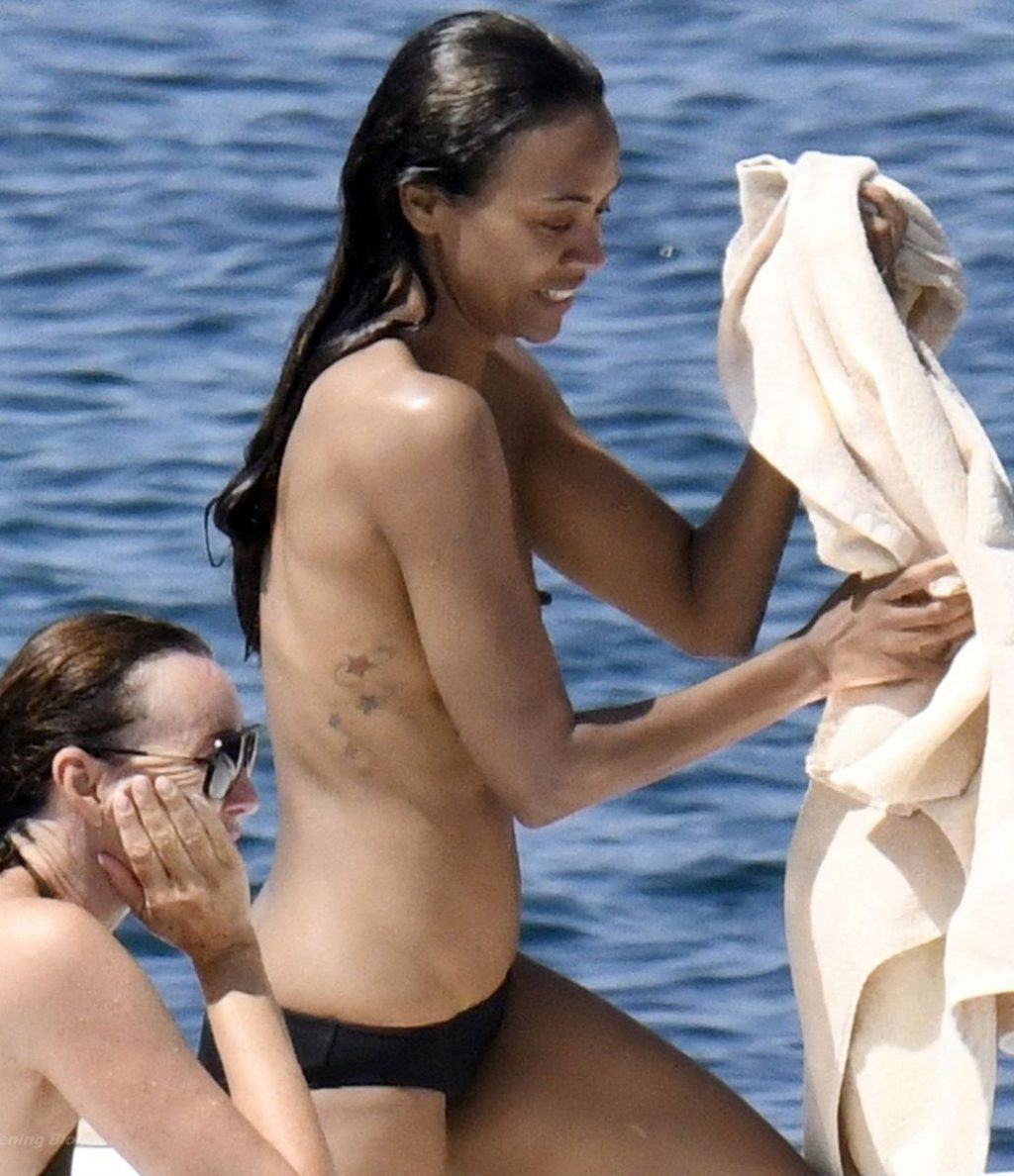Marvels Guardians Of The Galaxy Actress Zoe Saldana Shows Her Nude Tits In Sardinia